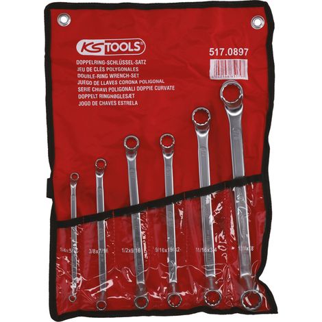 KS Tools - Jeu de 6 clés polygonales contre-coudées en pouces - 517.0897