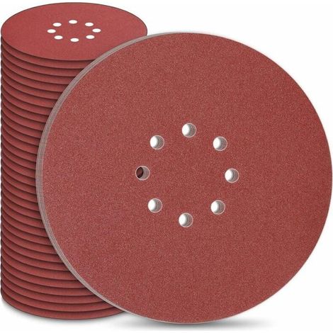 HONORNIC - 225mm Sanding Disc, 225mm Abrasive Disc, 8 Holes, 50pcs, 225mm Sanding Discs, 10X P40/60/80/120/240 Grit Abrasive Discs