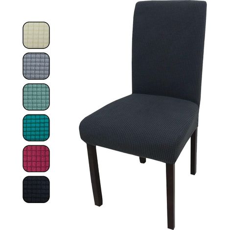 Stuhlhussen 4er Set Jacquard Stretch abnehmbar waschbar für Esszimmer Hochzeit Bankett Schwarz (1/5)