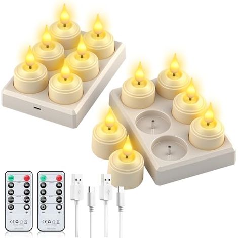 [NUNCA USADO] 12 Piezas Velas LED Recargables con estación de carga y temporizador, Vela Led Sin Llama Regulable para La Decoración Casera del Partido, Acampar