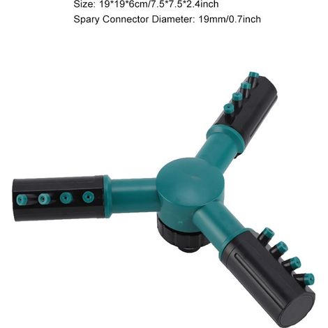 Tête de Pulvérisation Triple (Vert Foncé) - Irrigation Rotative 360°, Mode Direct/Incliné, Réglable, pour Jardin/Balcon/Serre (Plastique Premium, 19cm) (1/5)