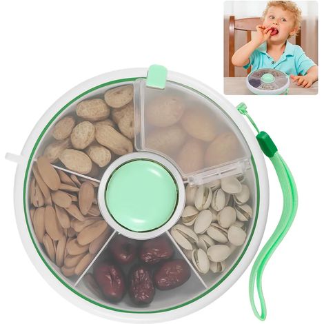 Aufbewahrungsbox für Trockenfrüchte, Snackbox für Kinder, mit dicht schließendem Deckel, fünf Fächern zum einfachen Sortieren, tragbar und umweltfreundlich. (1/5)