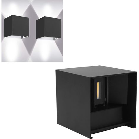 Applique murale LED, applique extérieure, carrée en aluminium, éclairage par le haut et par le bas, à double tête, intensité variable. (1/5)