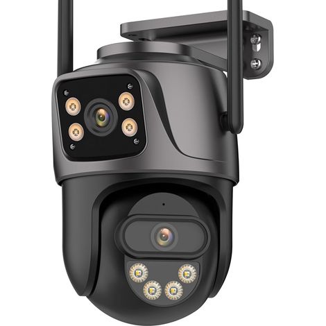 Caméra de sécurité à Domicile Caméra extérieure PTZ HD 4K 8mp, Double Objectif, Double écran, Externe, Suivi Automatique, sécurité de Rue, Surveillance P2P(4MP NO Card) (1/5)