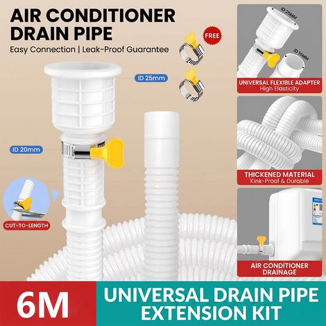 Tuyau d'évacuation universel renforcé (6 m) pour climatiseur split de fenêtre, flexible et épais, avec rallonge pour condensats. (1/5)