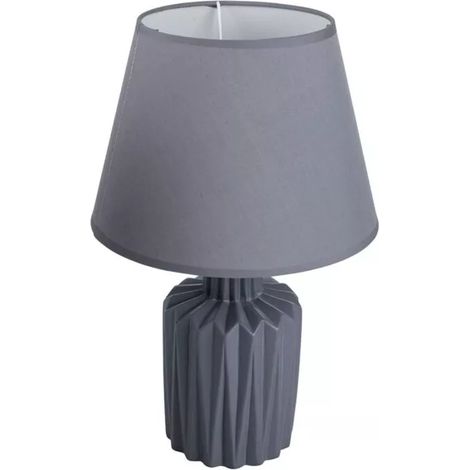 Lampada da tavolo in ceramica grigia con paralume in tessuto H39 cm
