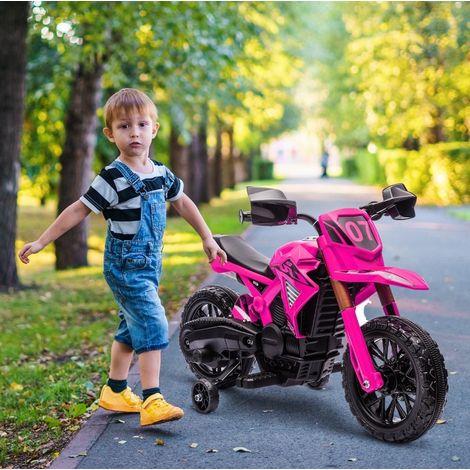 Moto elettrica per bambini 12 V con rotelle stabilizzatrici, 3 km/h, rosa DESVIAE (1/5)