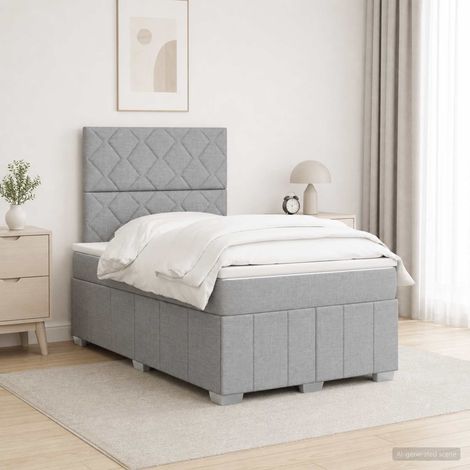 vidaXL Cama de muelles con LED y colchón Gris Claro 120 x 190 cm Tela (1/5)