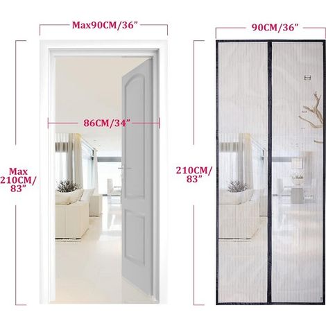 Cortina magnética para puerta - 90 x 210 cm - Blanca - Tejido de malla transpirable (1/5)