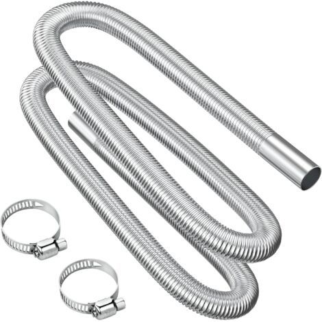 Tuyau d'échappement, 200cm Portable Flexible Tuyau d'échappement en Acier Inoxydable avec 2 Colliers en Acier IOnoxydable, Tuyau d'Echappement de Voiture(25mm) pour Chauffage Diesel Voiture (1/5)