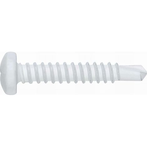Index – Vis autoperceuse PH tête bombée 4,8 x 25 mm – Acier zingué blanc pour tôle et PVC – Fixation étagère et panneaux sandwich