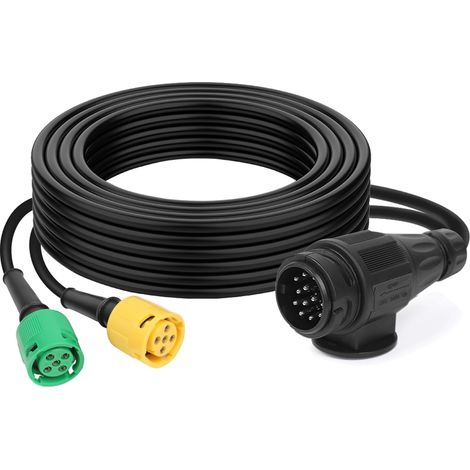 Câble de Remorque 5.5 m Fiche 13 Broches et 2X Connecteur Faisceau de Câblage à 5 Broches avec Connecteur à Baïonnette pour Éclairage de Remorque Feux Arrière (1/5)