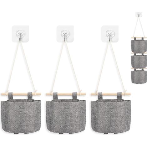 Petits sacs de rangement suspendus, Lot de 3, Fixation murale, Panier de rangement mural étanche à suspendre à une porte pour salon (1/4)
