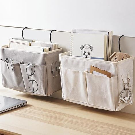 Caddy Hängande Organizer Sängbordsförvaringsväska pour våningssäng och sovsal Gris