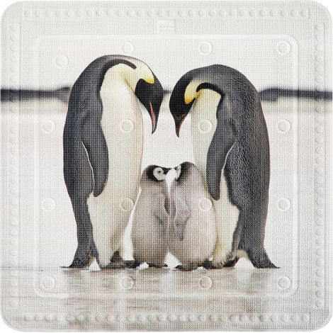 Kleine Wolke Duscheinlage Jacksons mit Pinguinen weiß schwarz PVC 55 x 55 cm Anti-Rutsch-Lösungen für Duschen & (1/2)