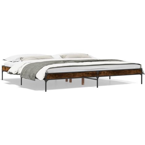 Lit double,Lit adulte,Cadre de lit sans matelas chêne fumé 200x200 cm CFW7753133 (1/5)