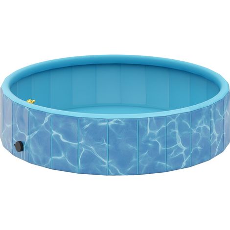 Piscina para perros plegable con fuente y cojín de agua, Ø120 x 30 cm, color azul
