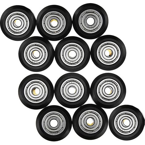 12 Stück 3D-Drucker-Modell-Riemenscheibe, V-Nut, POM-Riemenscheibe, Kunststoff-Modell, Kugellager, V-Lager, passive Riemenscheibe, 3D-Druckerwalze, CR-10, CR-10S (1/4)