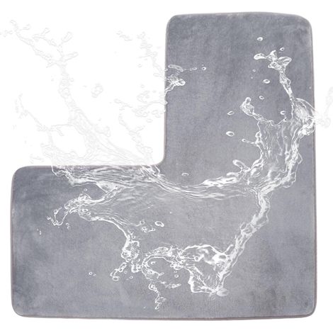 Tapis en forme de L antidérapant à séchage rapide, doux et absorbant - Pour intérieur et extérieur, maison, hôtel, porte, sol, toilettes, cuisine (1/5)