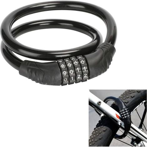 Serrure à Code à Quatre Chiffres pour Vélo, Antivol Portable pour VTT, pour Vélo, Scooter électrique, Remorque de Remorquage (1/5)