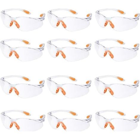 Lot de 12 Lunette de Sécurité Lunettes de Protection Travail avec Lentilles Transparentes Anti-Buée Lunette Protection pour Jardin Laboratoire Chimie.. (1/3)