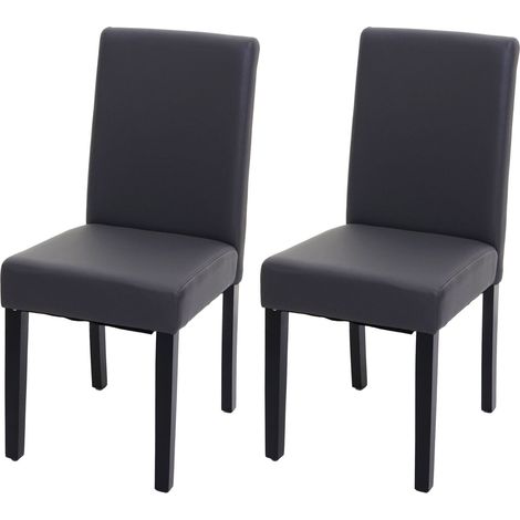[NUNCA USADO] Juego de 2 sillas de comedor Silla de cocina Littau, polipiel, gris mate, patas oscuras
