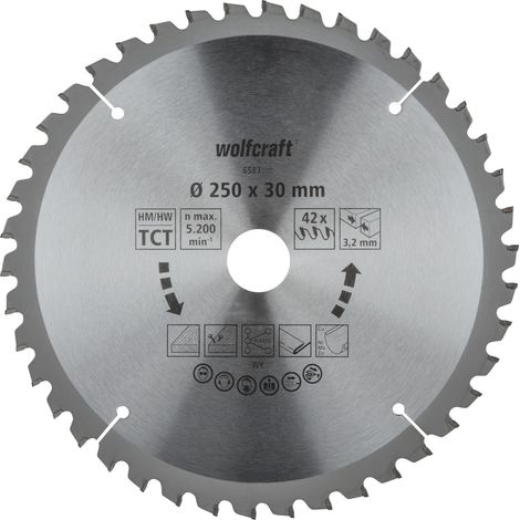 wolfcraft - Discos para sierras circulares de mesa serie lila nueva (cortes finos y limpios) - ref.6583000