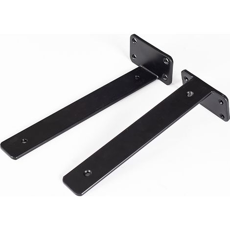 Wandregalhalterungen – 2 Stück. Unsichtbare Regalhalterungen, Stütze für schwebende Regale, stabile Halterung, schwarze Wandregalhalterung (schwarz/20 cm)