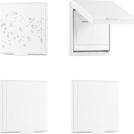 Blanc 4 Pièces Autocollant Cache Interrupteur Mural, Type 86 Réversible Cache Prise Murale Étanche, Cache Prise Electrique pour Salle de Bain, Chambres, Cuisine, Extérieur (1/5)