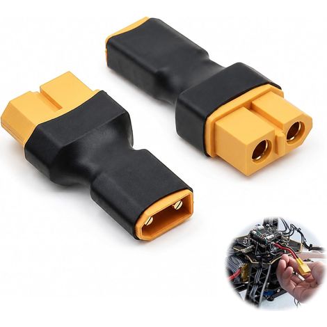 2 pièces XT30 to XT60 Conversion Adapter, Compatible avec Les Avions télécommandés, Les Voitures télécommandées, Les Drones, Les Batteries au Lithium, etc. (1/5)