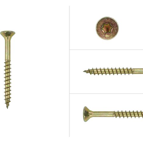 Vis à panneaux d'aggloméré jaune zinguée 5 x 50 mm Torx 20 avec