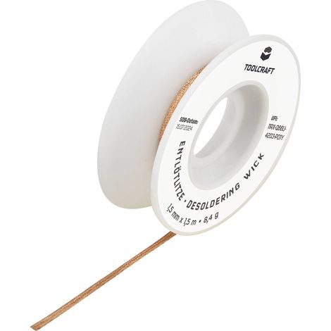 Tresse à dessouder TOOLCRAFT ZD-180 Longueur 1.5 m Largeur 1.5 mm flux imprégné V925111 (1/4)