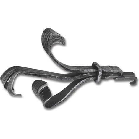 Schösswender Zierteil - Deko für Gardinenstange rustikal - Zierstück links und rechts verwendbar Länge 190mm, Schmiedeeisen schwarz