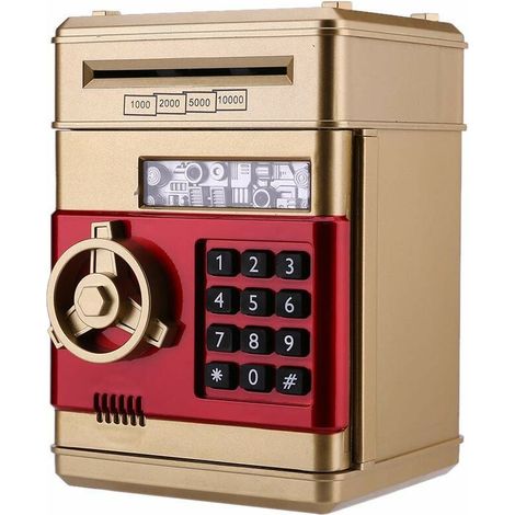 Tirelire électronique ATM avec mot de passe et mot de passe - Boîte à économie vocale - Pour enfants - Doré (1/5)