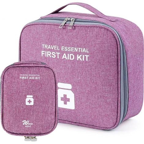 Lot de 2 sacs à médicaments portables, grands et petits, pour la maison, les voyages, le bureau (violet) (1/5)