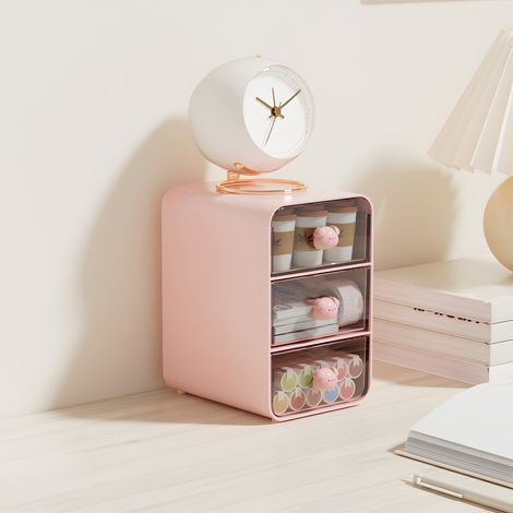 Boîte De Rangement Bureau - Tiroir Organisateur Pour Stylos Et Maquillage - 3 Niveaux - Transparent - 10,5 x 13 x 16,5 cm - 1 Pièce (1/5)