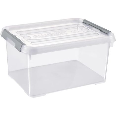Caja de almacenamiento allibert handy plus 15 l transparente clips gris