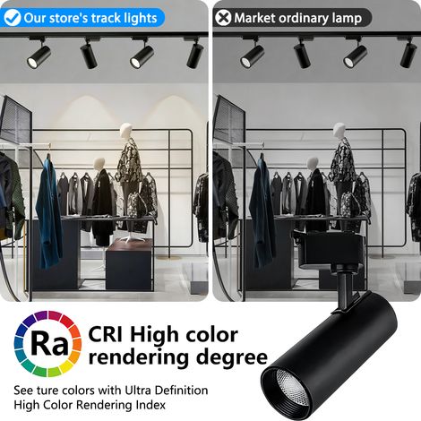 4er LED Schienensystem 40W Kaltweiß, Schwarz, Professionelle Beleuchtung für Shop, Ausstellung und Gewerbe