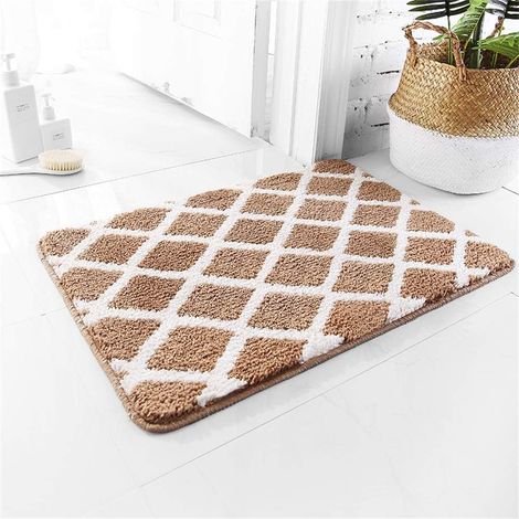 Tappetino da bagno in ciniglia morbido e antiscivolo, super assorbente e lavabile in lavatrice, 31,5 x 19,7 pollici - Cachi - (1/5)