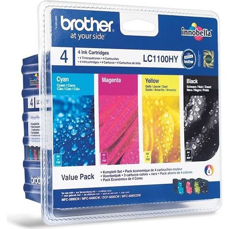 Brother LC-1100VALBP cartouche d'encre 4 pièce(s) Original Noir, Cyan, Magenta, Jaune (1/2)