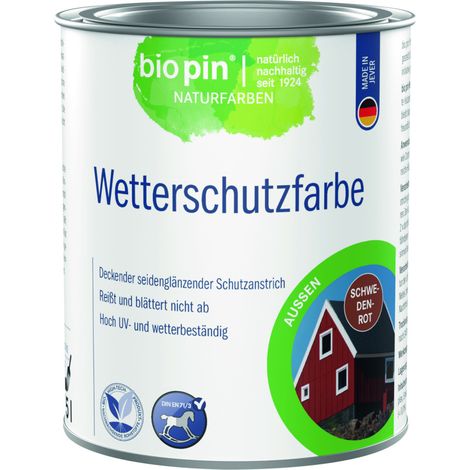 Biopin Wetterschutzfarbe 750 ml schwedenrot Holzschutzlasur