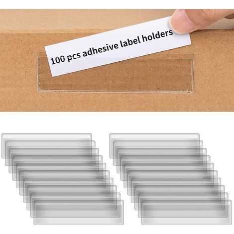 Sachets à étiquettes adhésives, 100 sachets en plastique transparent de 10 x 2,5 cm pour supermarchés, bibliothèques, boîtes aux lettres, écoles et bureaux. (1/5)