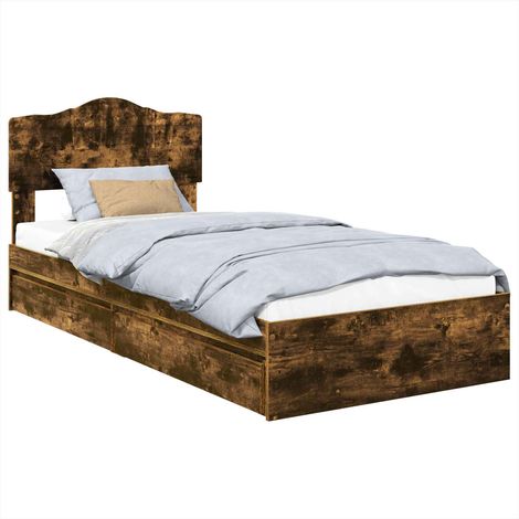 Letto con Contenitore Rovere fumé 70 x 190 cm Legno multistrato vidaXL