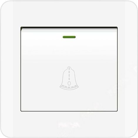 YUIT-Bouton de sonnette extérieur, interrupteur de sonnette 220-250V avec panneau en verre trempé. Blanc1,3.38 pouces de diamètre (1/2)