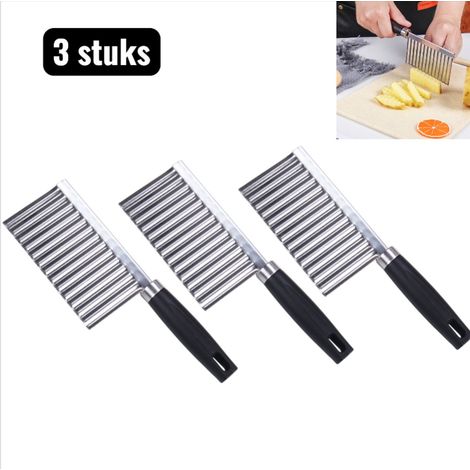 Coupe frites manuel en acier inoxydable avec lame ondulée pour pommes de terre frites et chips de crevettes argenté (1/5)