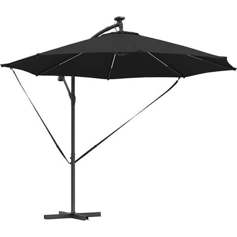 Parasol, 294 x 294 x 248 cm, en polyester et aluminium, noir. (1/4)