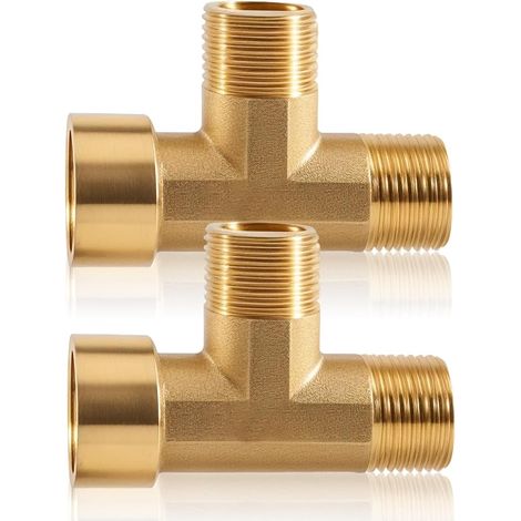 2 pièces raccord en T laiton 3/8 raccord en T laiton 90° AG/AG/IG raccord en T à 3 voies écrous tuyau femelles BSP 3/8 pouces DN10 raccord en T pour distributeur eau potable adapté (1/3)