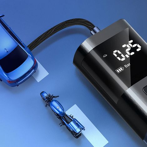 TrAdE Shop Traesio - Mini Compressore Pompa Ad Aria Elettrica Auto Multifunzione Torcia Schermo Lcd - (1/5)