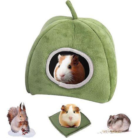 Lit d'hiver pour petits animaux (cochons d'Inde, hamsters, hérissons, écureuils) avec coussin amovible, idéal pour hamsters, chinchillas et autres petits animaux. (1/4)