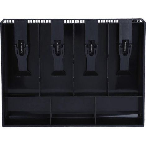 Plateau de remplacement pour tiroir-caisse, 4 billets, 3 pièces, boîte de rangement pour argent (noir)